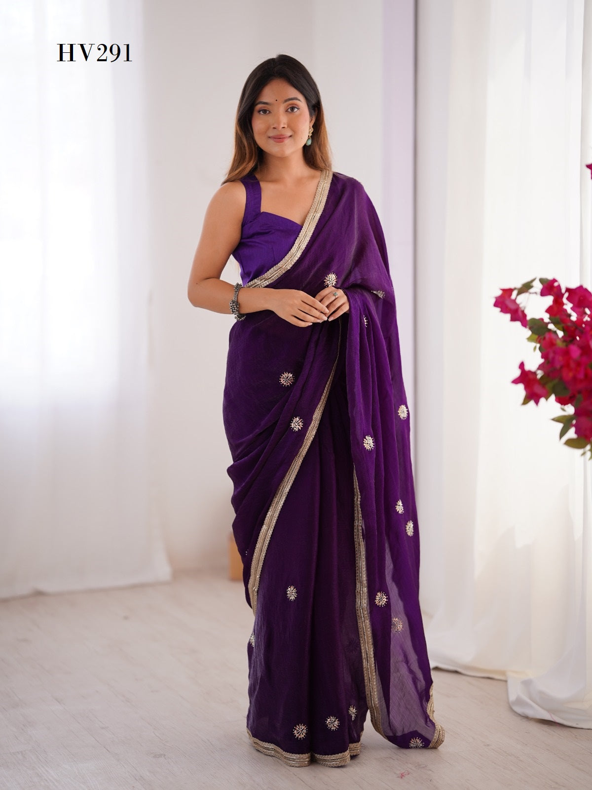 Fashion Berry Heavy Smooth Fandy Fabric Sarees With Vibrant Color