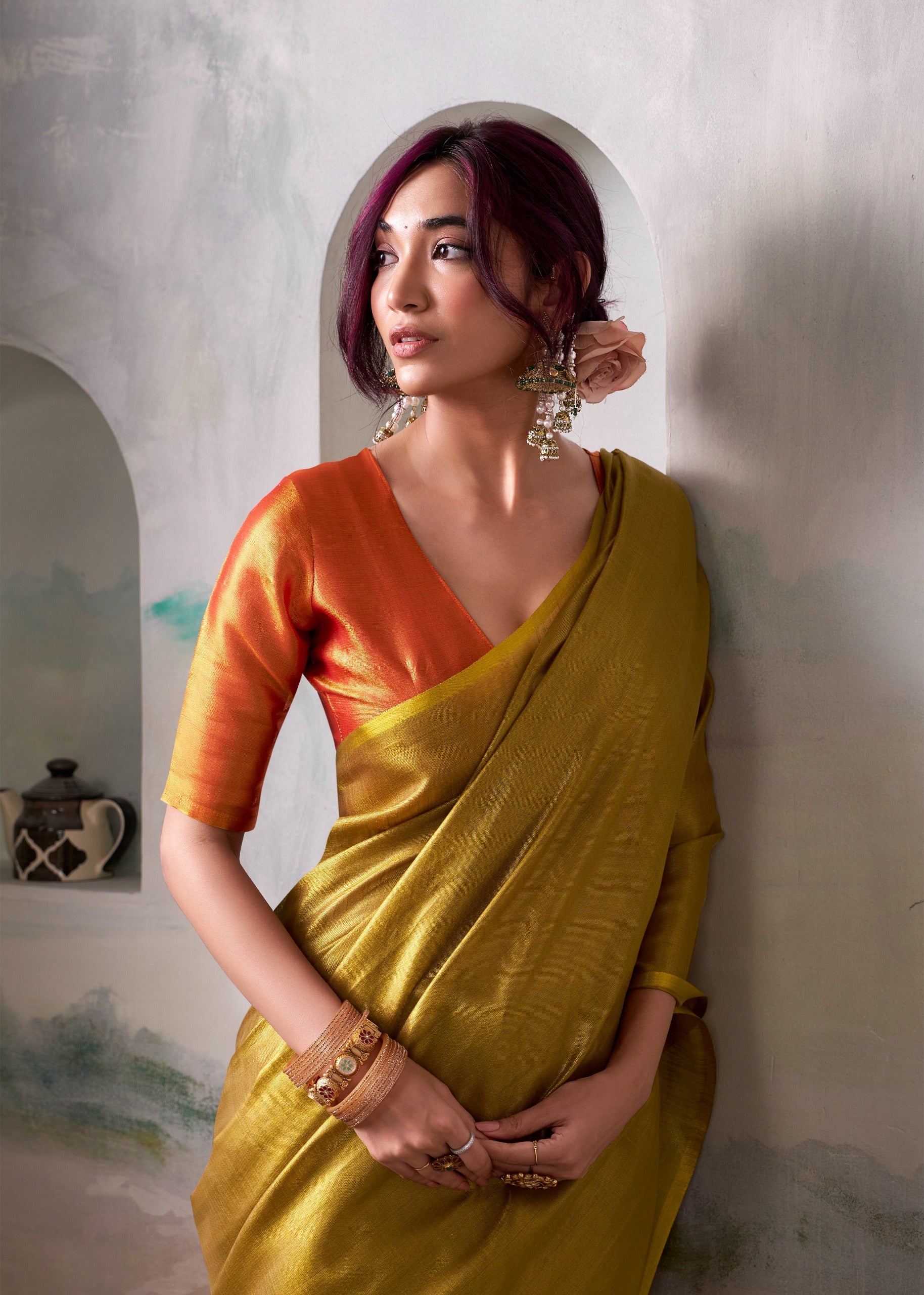 RajPath Fabrics - PURE Handloom TISSUE Sarees in Elegant Shades