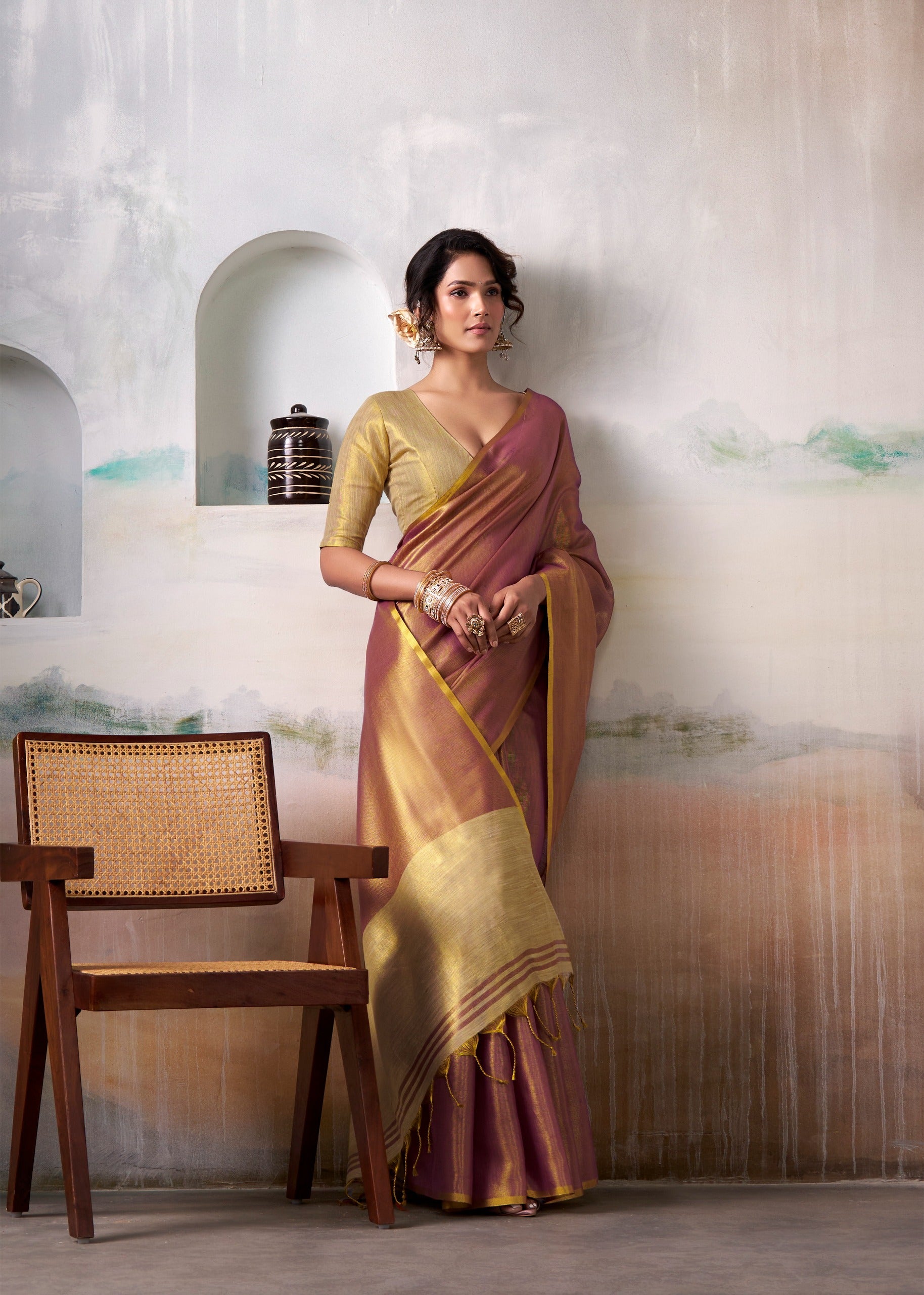 RajPath Fabrics - PURE Handloom TISSUE Sarees in Elegant Shades