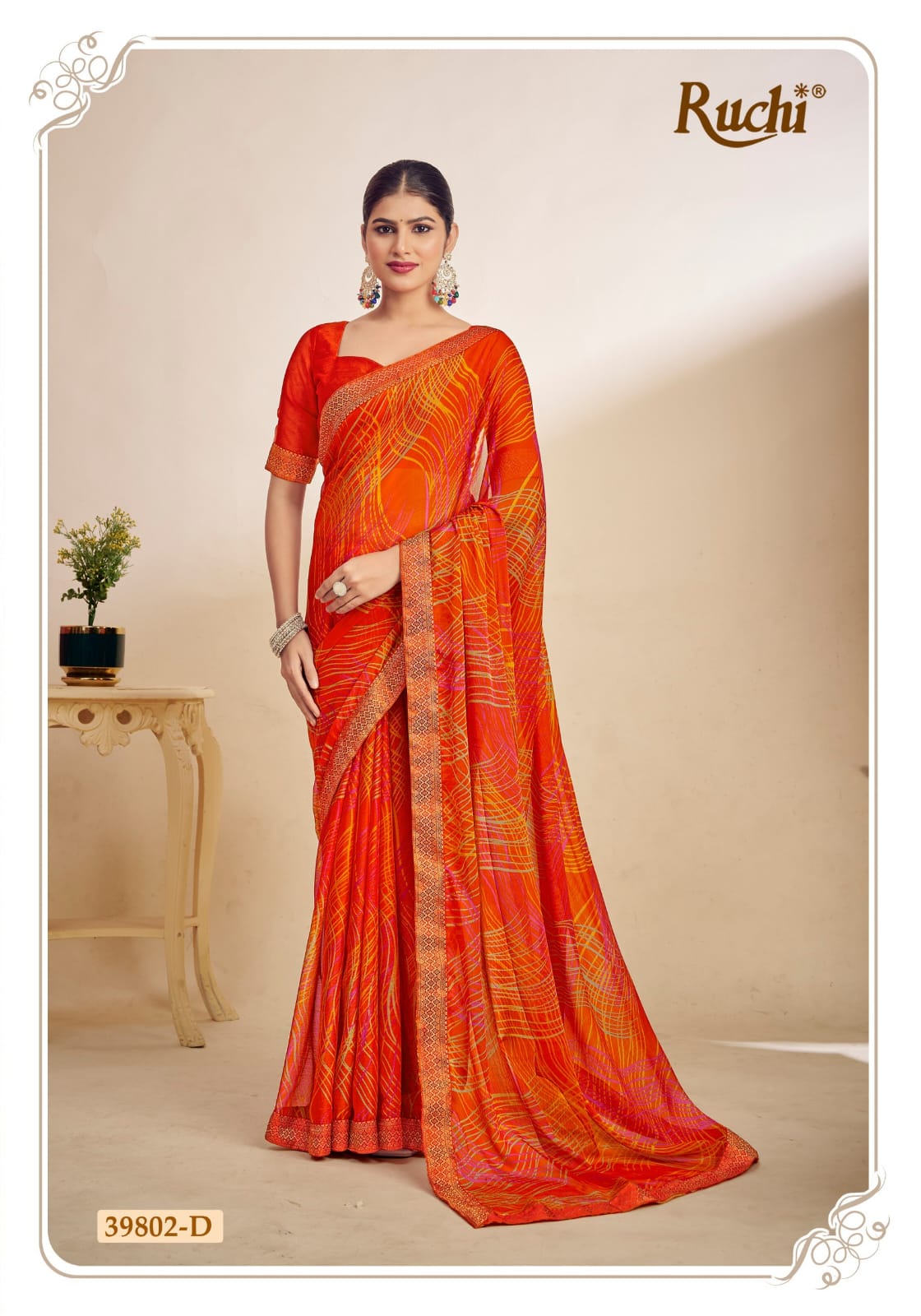 RUCHI SAREES - Vibrant Chiffon Sarees in Multiple Colors with Elegant Patterns