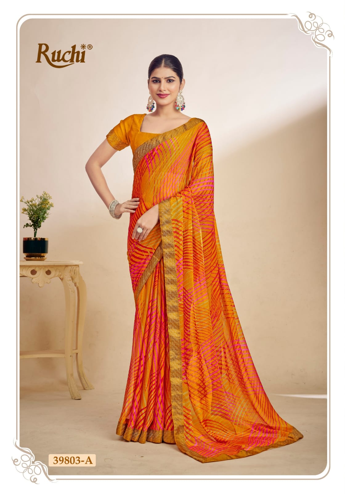 RUCHI SAREES - Vibrant Chiffon Sarees in Multiple Colors with Elegant Patterns