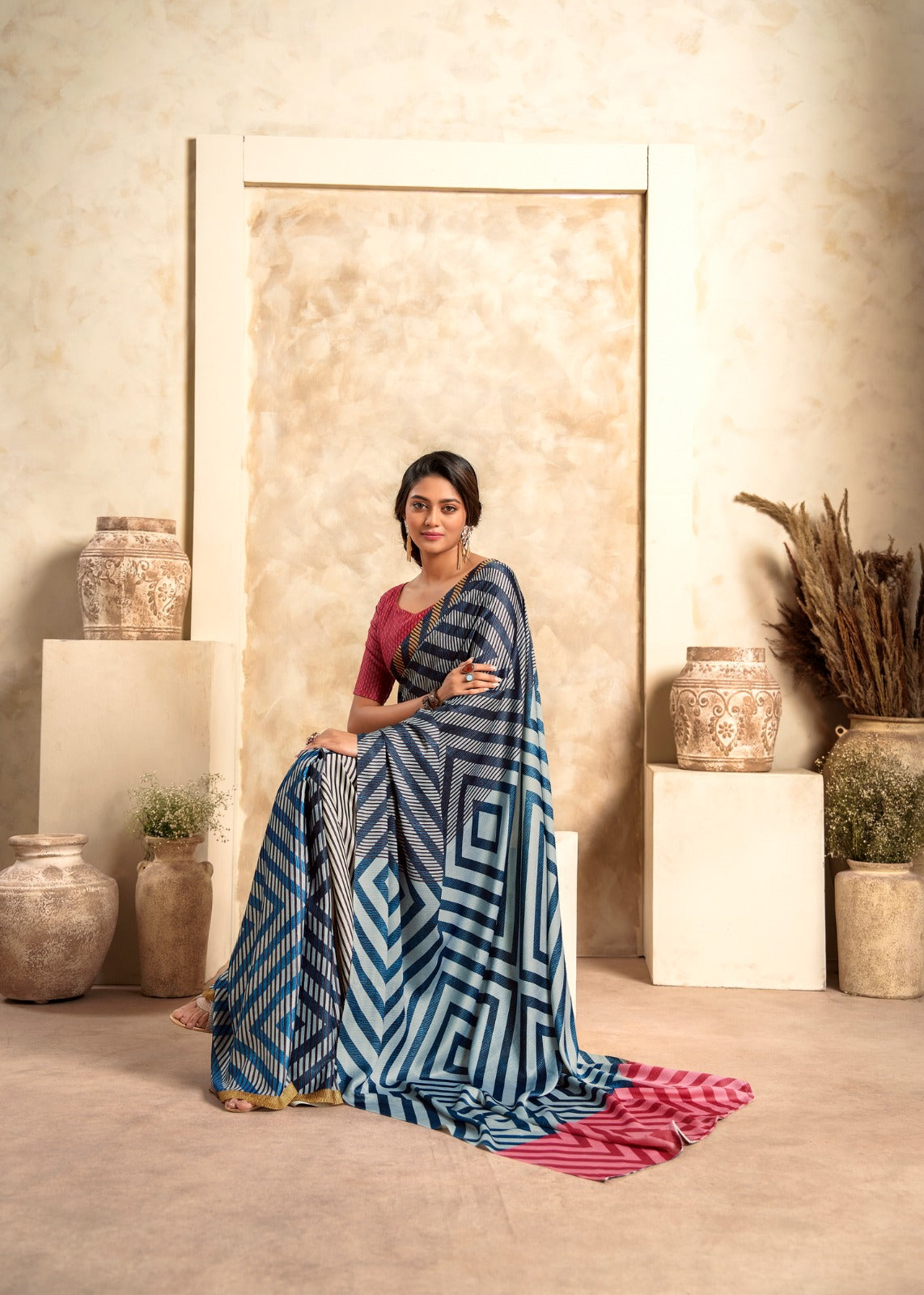RajPath Fabrics: Elegant Printed Saree Collection