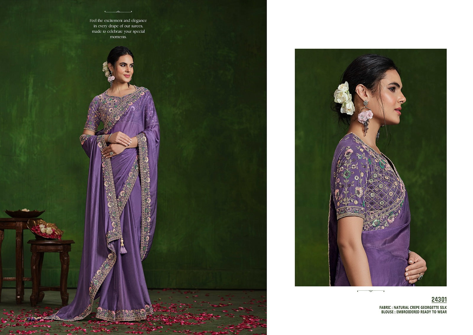 MAHOTSAV: Elegant Embroidered Saree Collection in Crepe and Satin