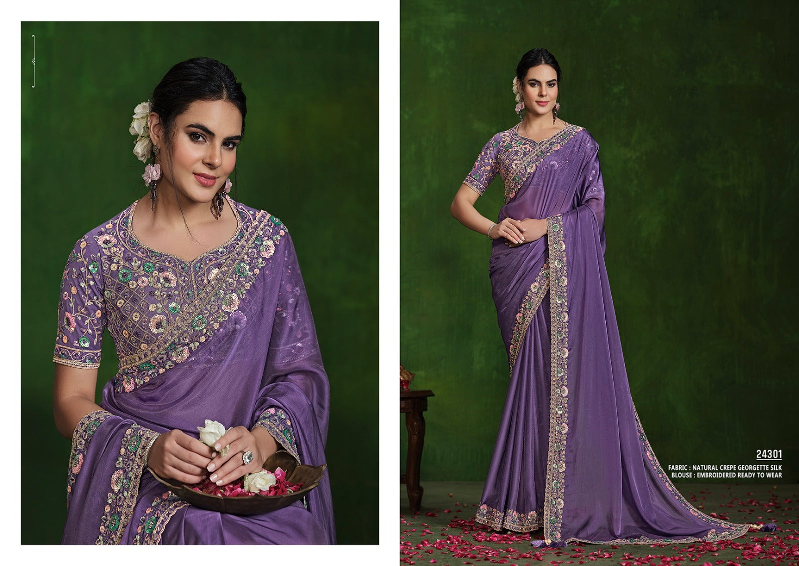 MAHOTSAV: Elegant Embroidered Saree Collection in Crepe and Satin