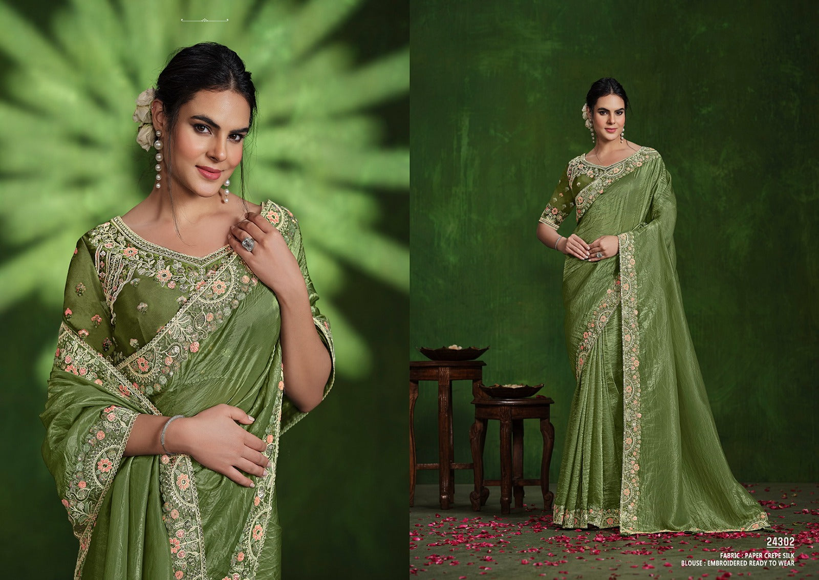 MAHOTSAV: Elegant Embroidered Saree Collection in Crepe and Satin