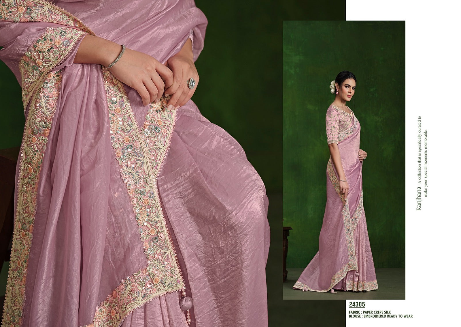 MAHOTSAV: Elegant Embroidered Saree Collection in Crepe and Satin