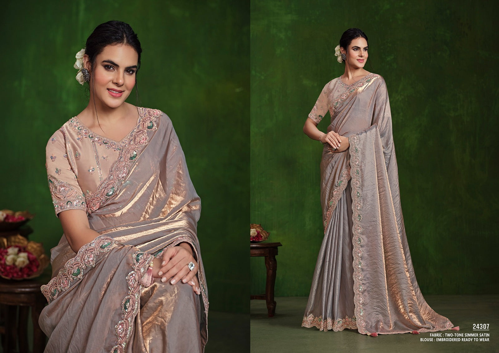 MAHOTSAV: Elegant Embroidered Saree Collection in Crepe and Satin