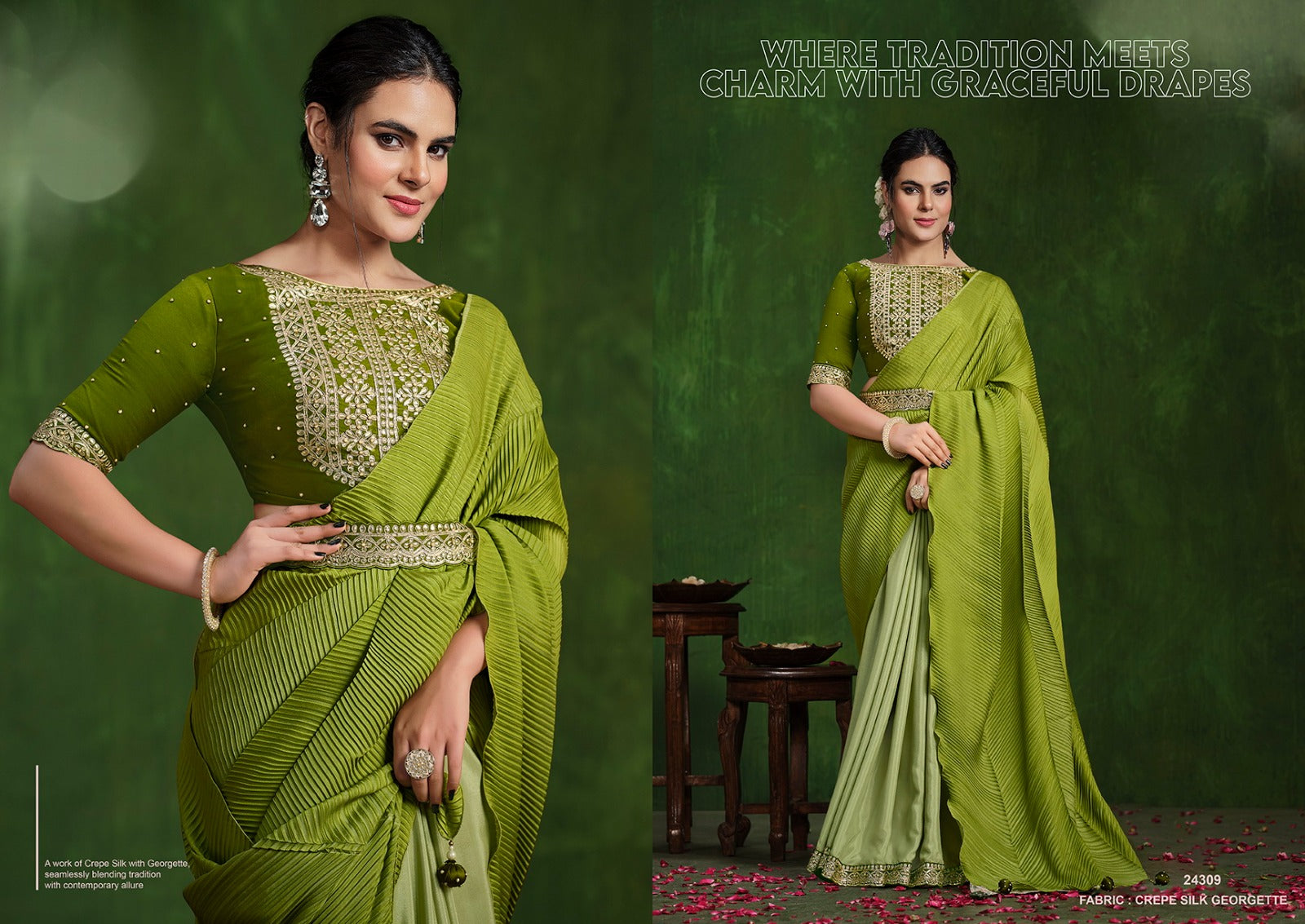 MAHOTSAV: Elegant Embroidered Saree Collection in Crepe and Satin