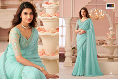 The Fashion Hub High Quality Embroidered Saree With Vibrant Color