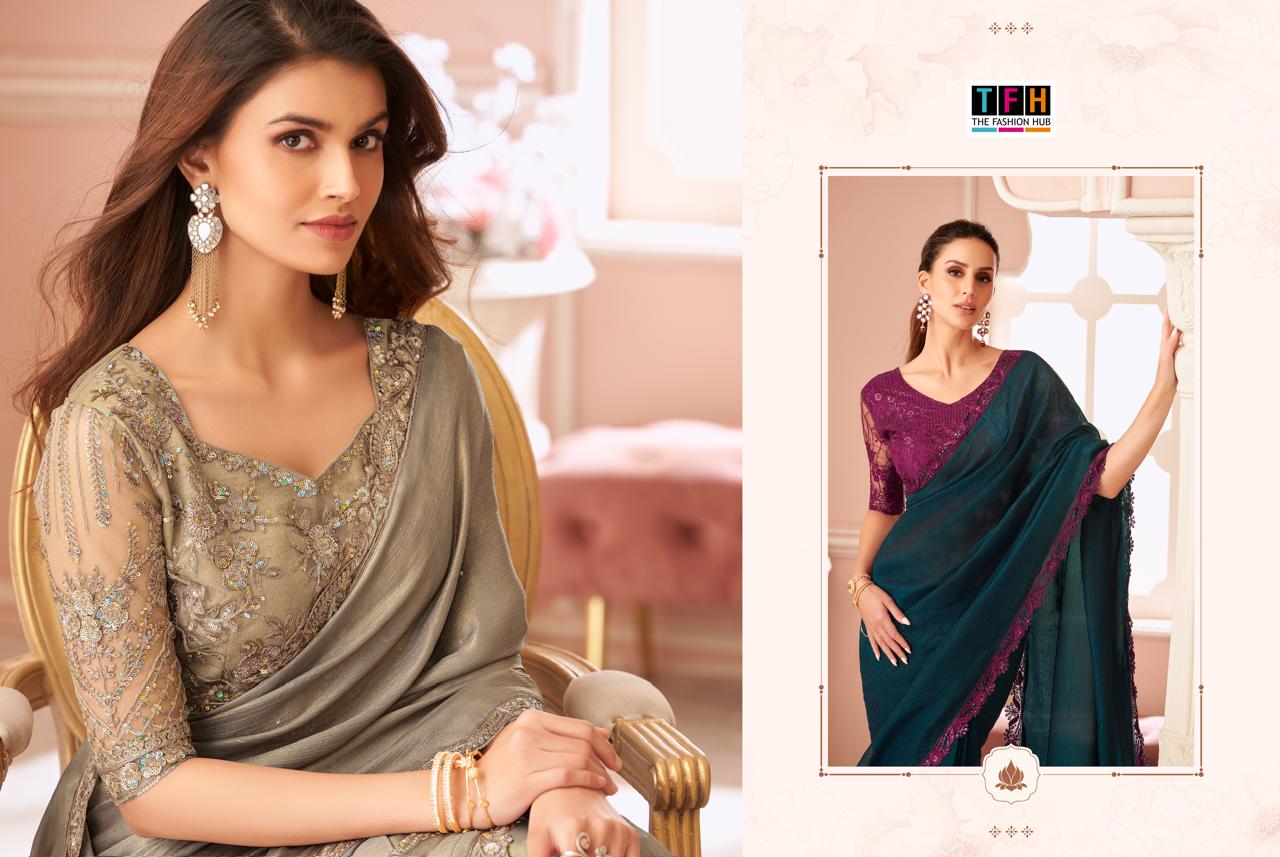 The Fashion Hub High Quality Embroidered Saree With Vibrant Color
