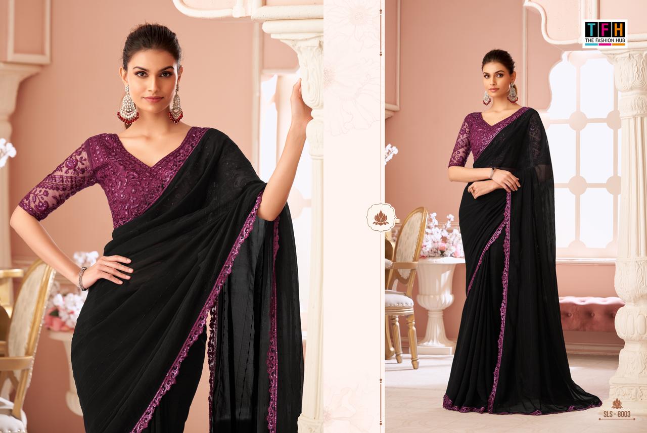 The Fashion Hub High Quality Embroidered Saree With Vibrant Color