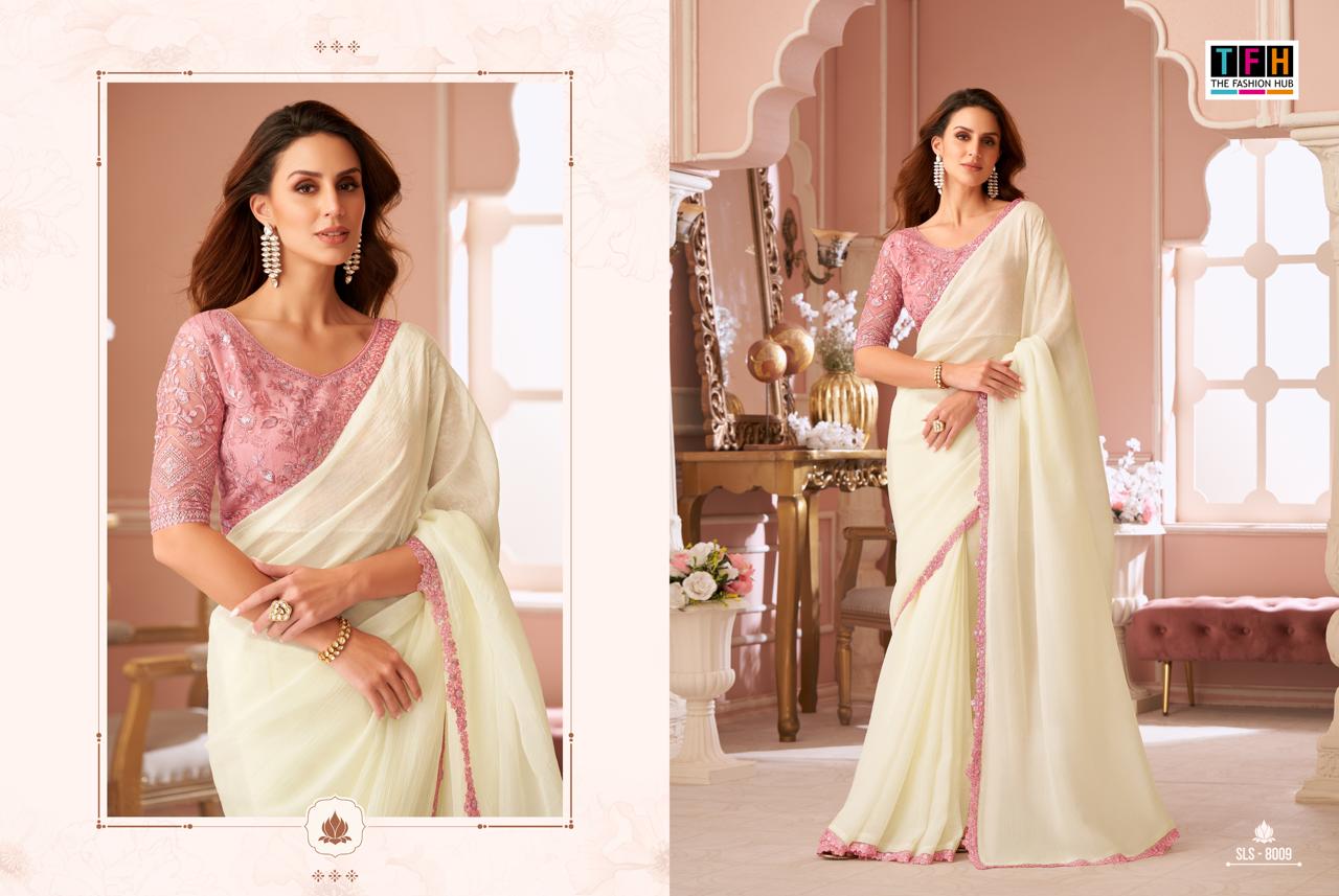 The Fashion Hub High Quality Embroidered Saree With Vibrant Color