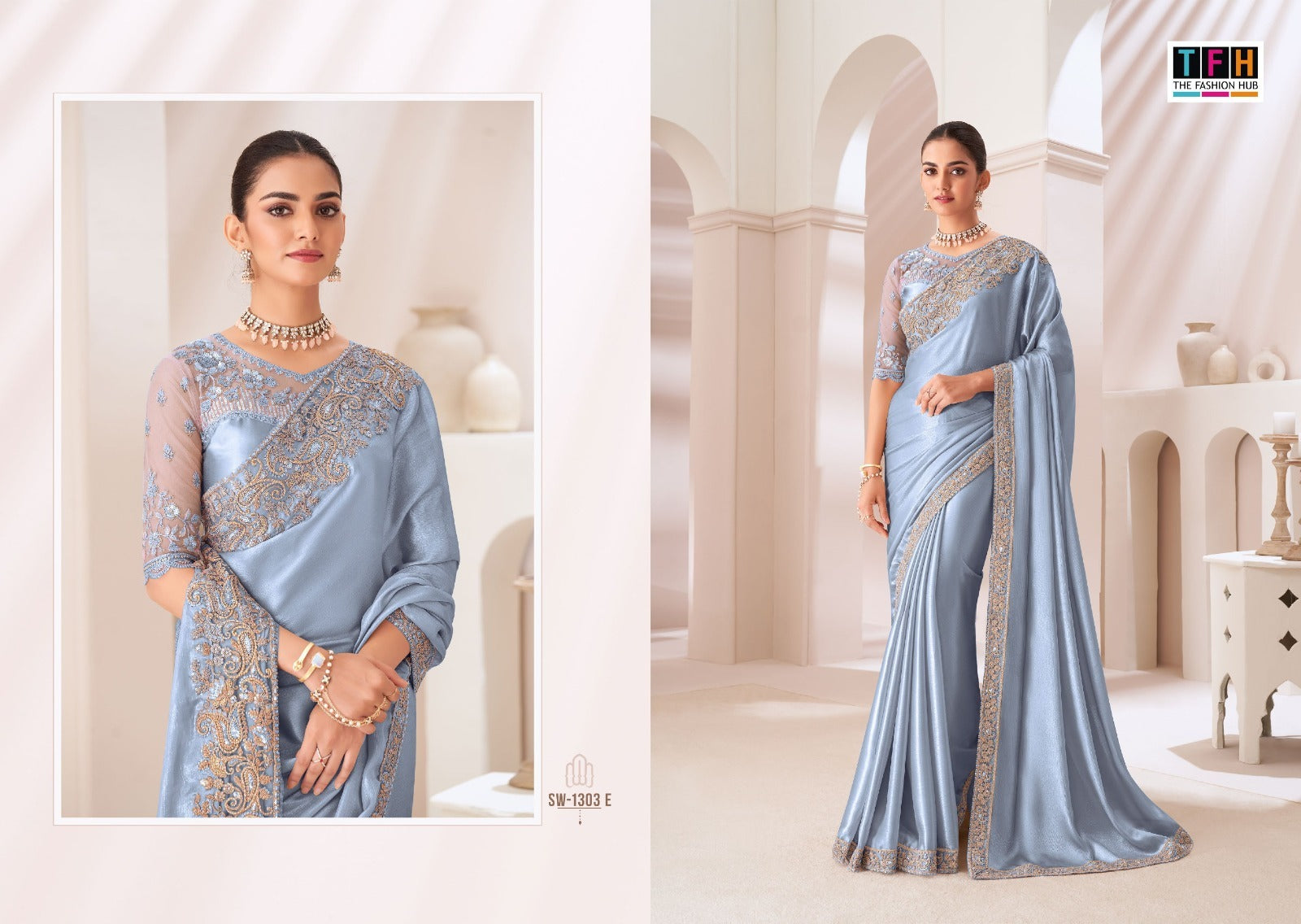 The Fashion Hub Sarees Are Highly Crafted With Satin Chiffon Fabric With Vibrant Color