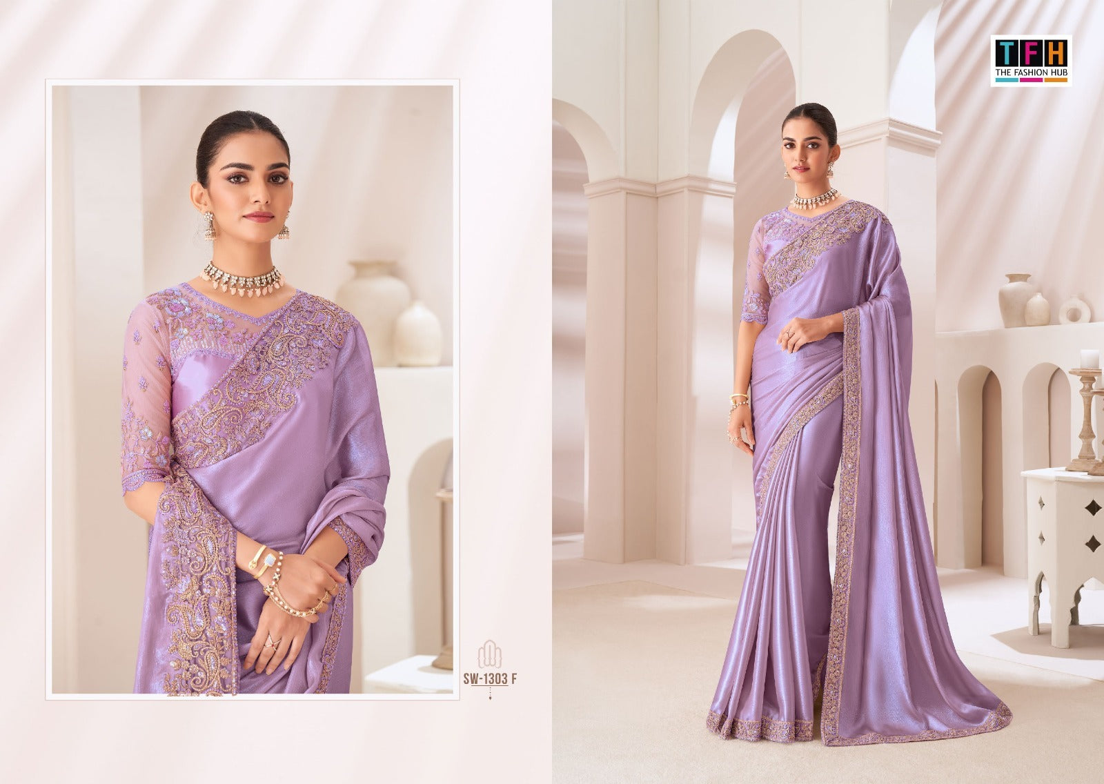 The Fashion Hub Sarees Are Highly Crafted With Satin Chiffon Fabric With Vibrant Color