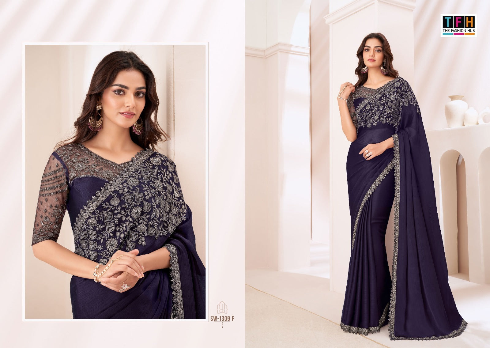 The Fashion Hub Are Crafted With Satin Chiffon Sarees With Vibrant Color