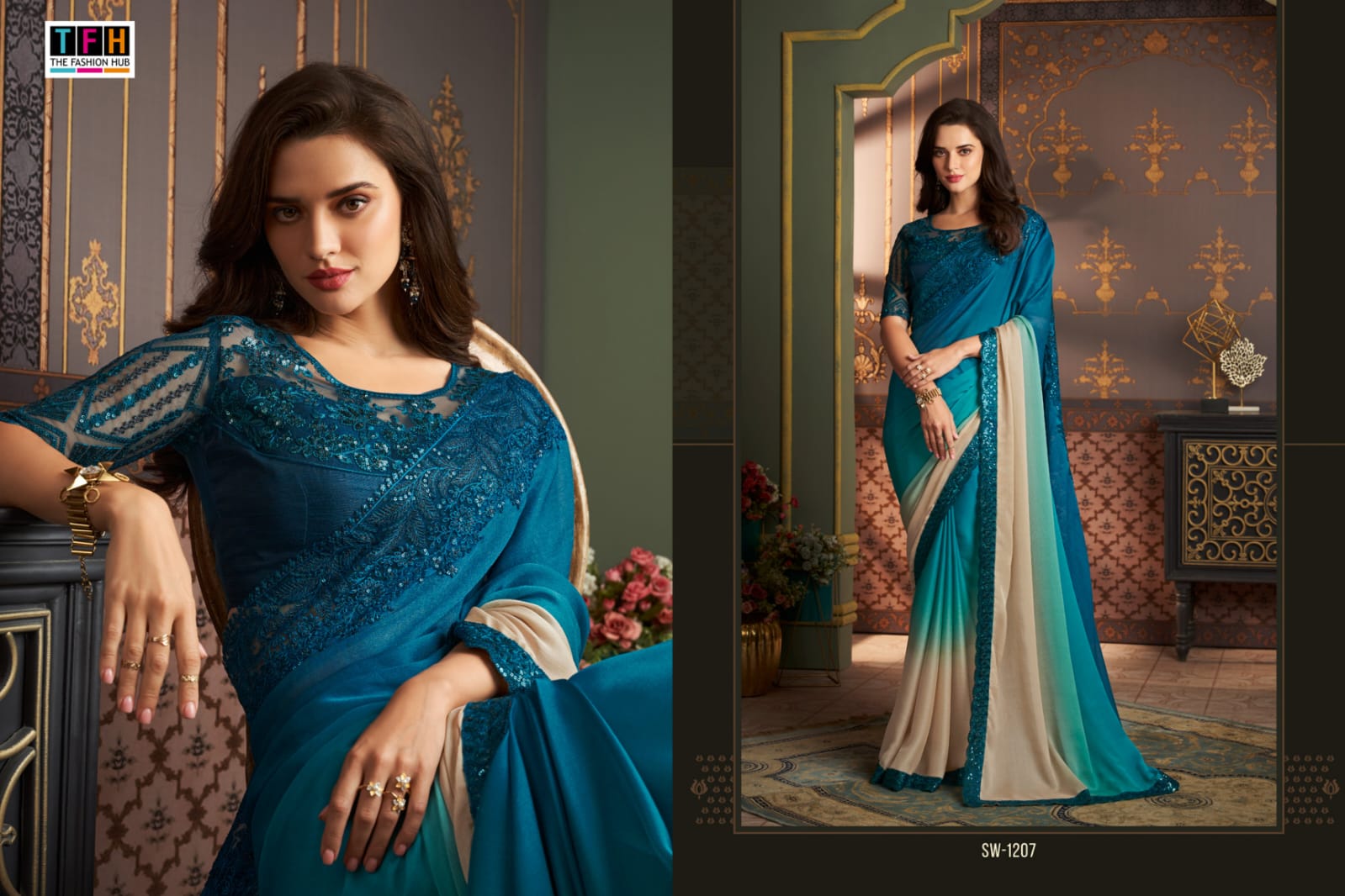 The Fashion Hub Sarees are Crafted With A Multiple Fabric With Vibrant Color