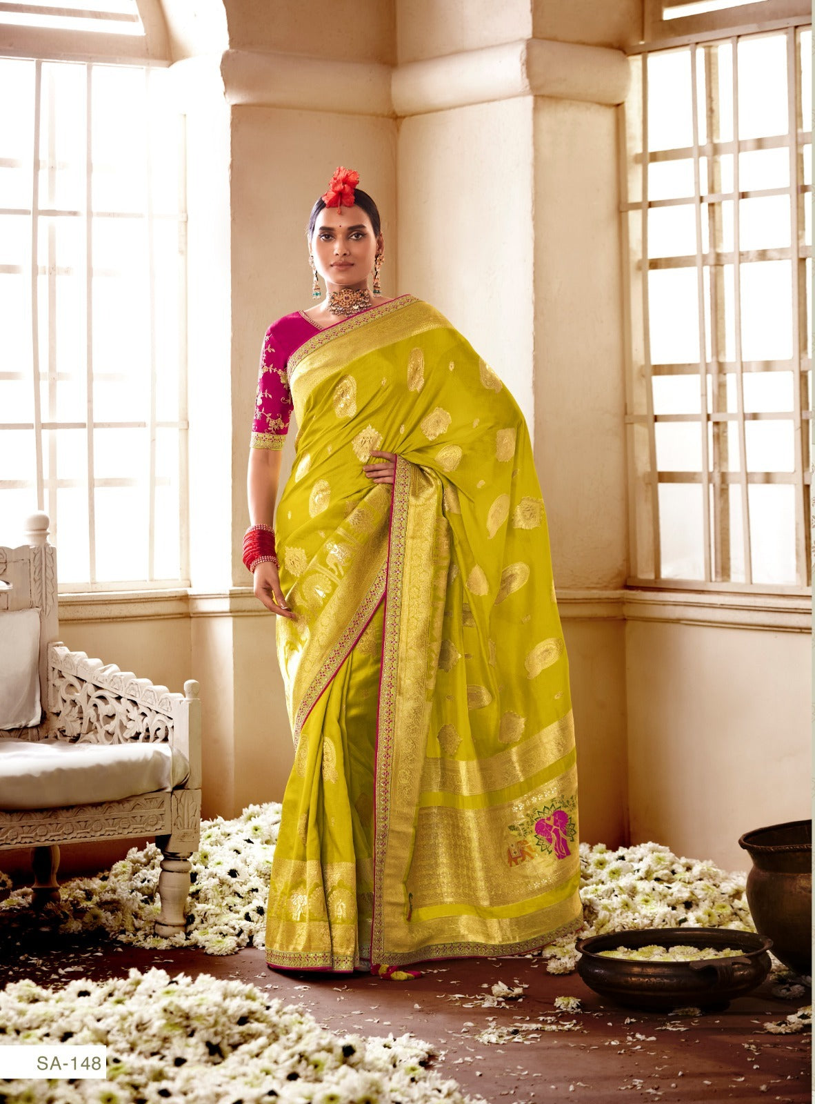 Kimora Saree Are Highly Crafted With Pure Dola Silk To Offer Luxrious Drape With Vibrant Color
