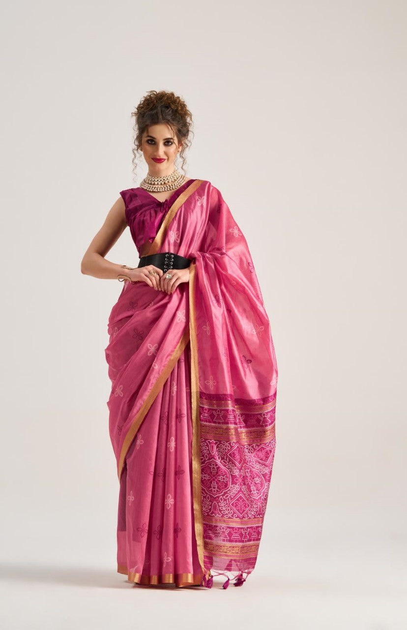 Mono Poley Sarees Are Highly Crafted With Art Silk Patola Weaving