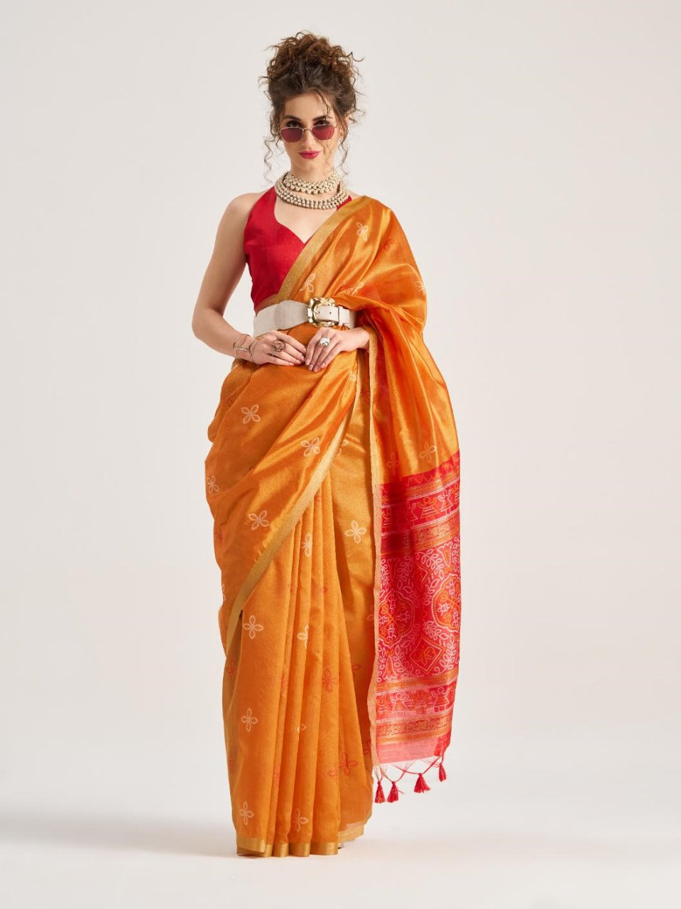 Mono Poley Sarees Are Highly Crafted With Art Silk Patola Weaving