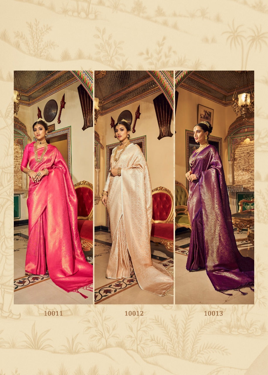 RajPath Fabric Sarees Are Crafted Frome Soft Handloom Silk With Copper Zari Work