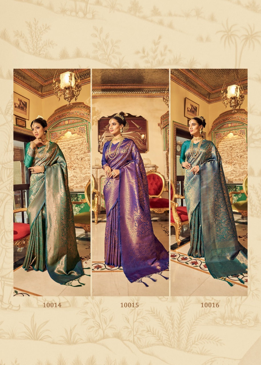 RajPath Fabric Sarees Are Crafted Frome Soft Handloom Silk With Copper Zari Work