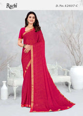 Ruchi Sarees Are Crafted With Chiffon Fabric With Vibrant Color