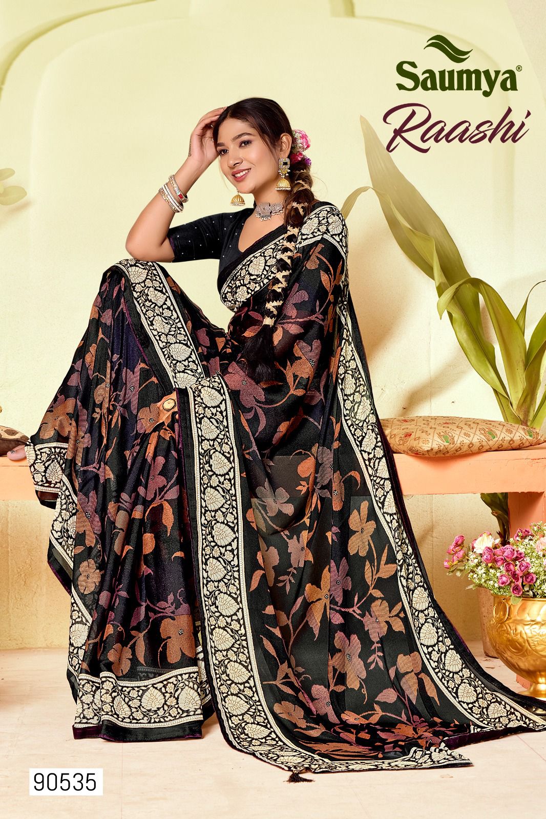 Raashi Sarees Are Crafted With Premium Sparkling Georgette Fabric With Vibrant Color