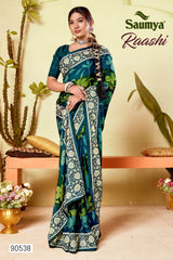 Raashi Sarees Are Crafted With Premium Sparkling Georgette Fabric With Vibrant Color