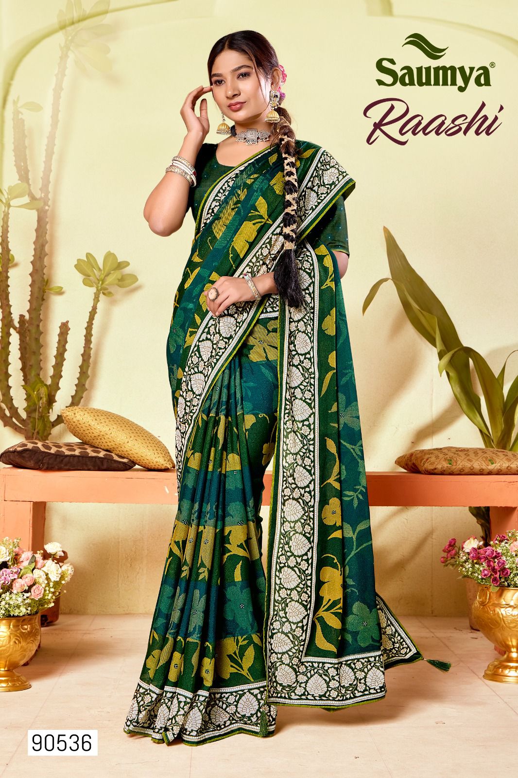 Raashi Sarees Are Crafted With Premium Sparkling Georgette Fabric With Vibrant Color