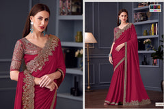The Fashion Hub Presents An Opium Silk Chiffon Saree Featuring A Finely Crafted Work Border