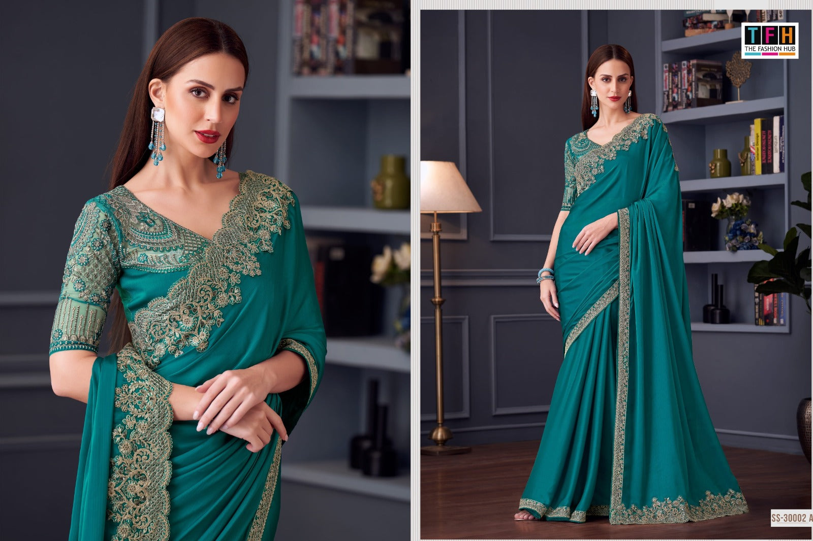 The Fashion Hub Presents An Opium Silk Chiffon Saree Featuring A Finely Crafted Work Border