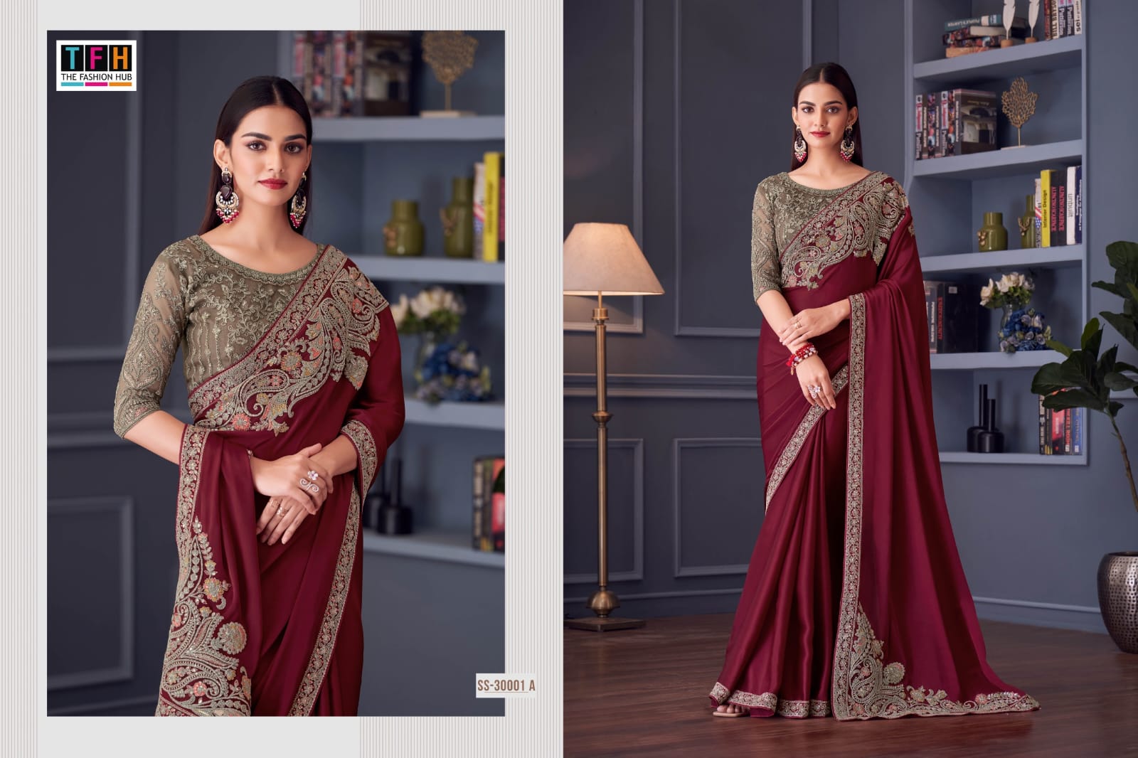 The Fashion Hub presents exquisite sarees made from Florence Satin Silk With Banglori Silk Blouse