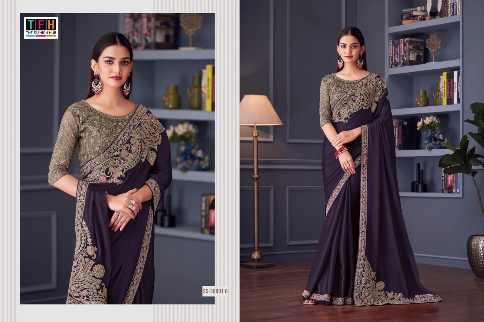 The Fashion Hub presents exquisite sarees made from Florence Satin Silk With Banglori Silk Blouse