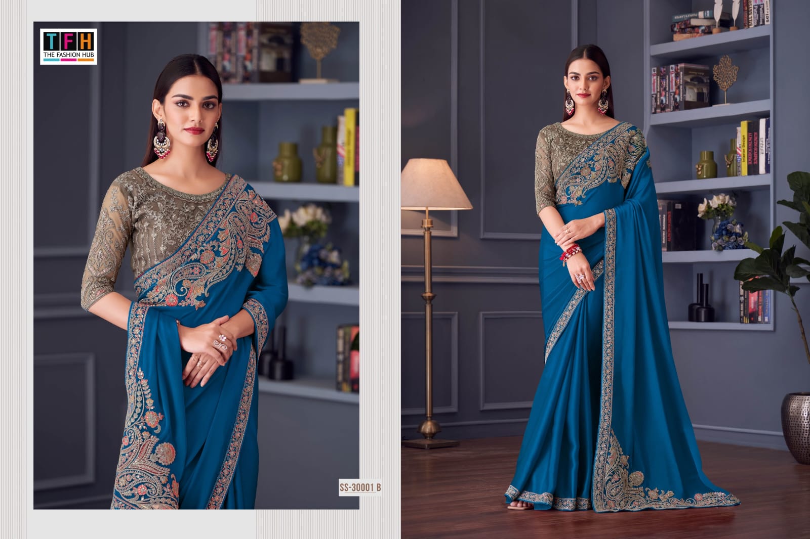 The Fashion Hub presents exquisite sarees made from Florence Satin Silk With Banglori Silk Blouse