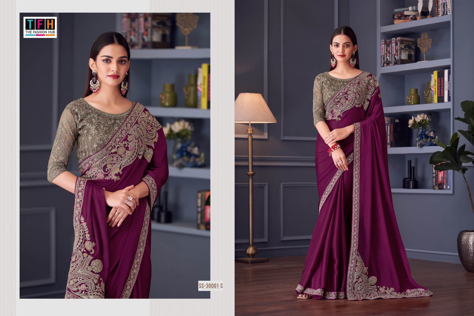The Fashion Hub presents exquisite sarees made from Florence Satin Silk With Banglori Silk Blouse