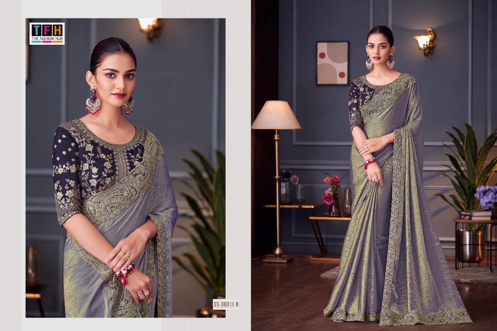 The Fashion Hub Presents Glass Feel Double Tone Silk Sarees