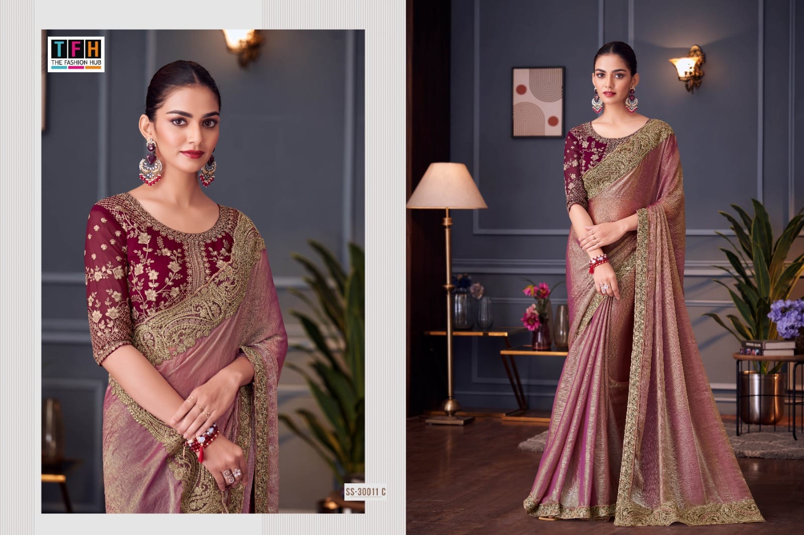 The Fashion Hub Presents Glass Feel Double Tone Silk Sarees