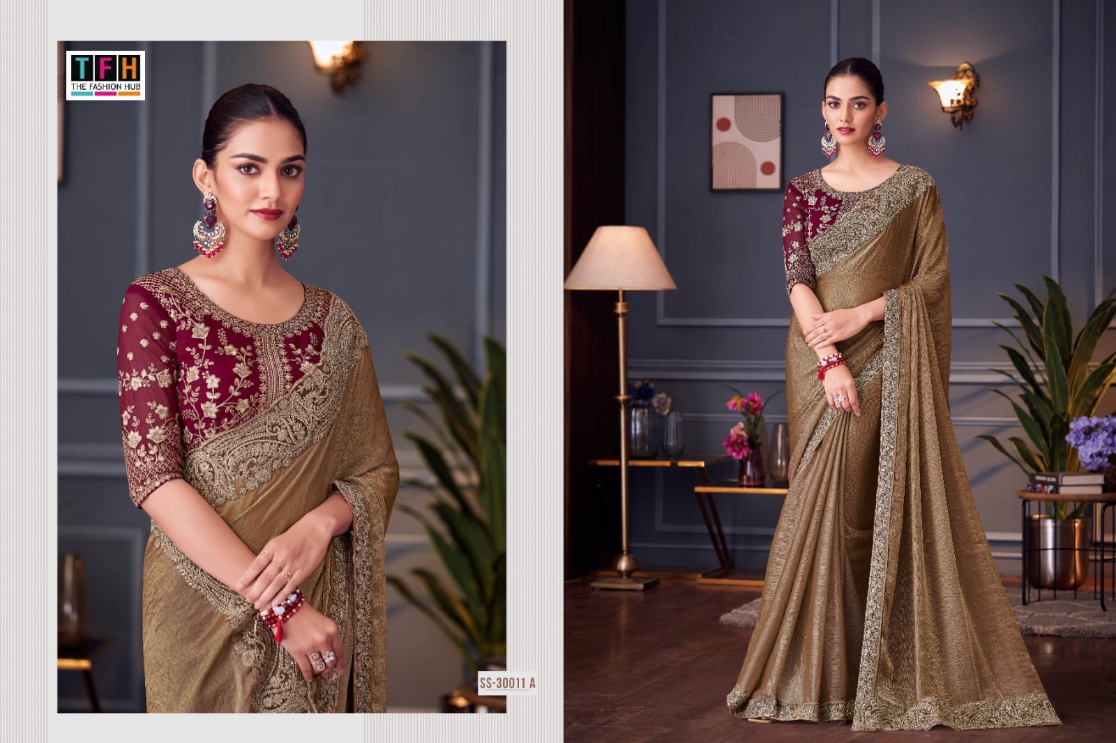 The Fashion Hub Presents Glass Feel Double Tone Silk Sarees
