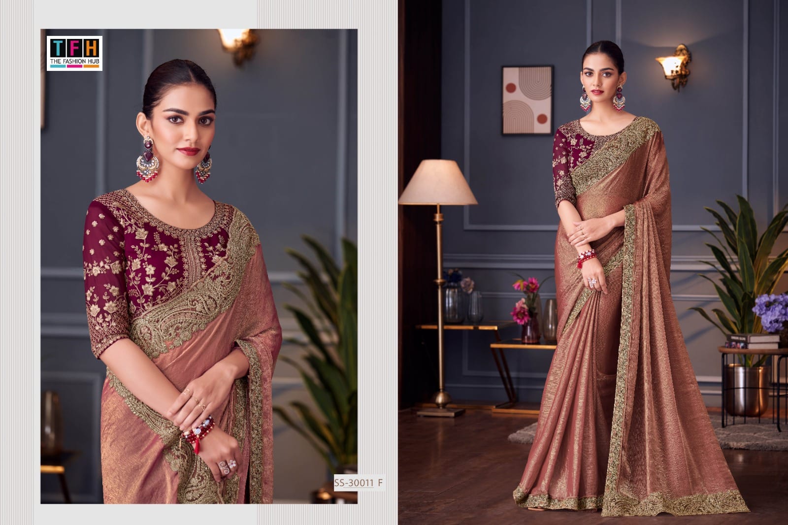 The Fashion Hub Presents Glass Feel Double Tone Silk Sarees