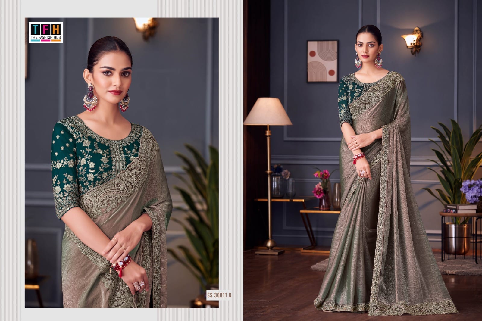 The Fashion Hub Presents Glass Feel Double Tone Silk Sarees
