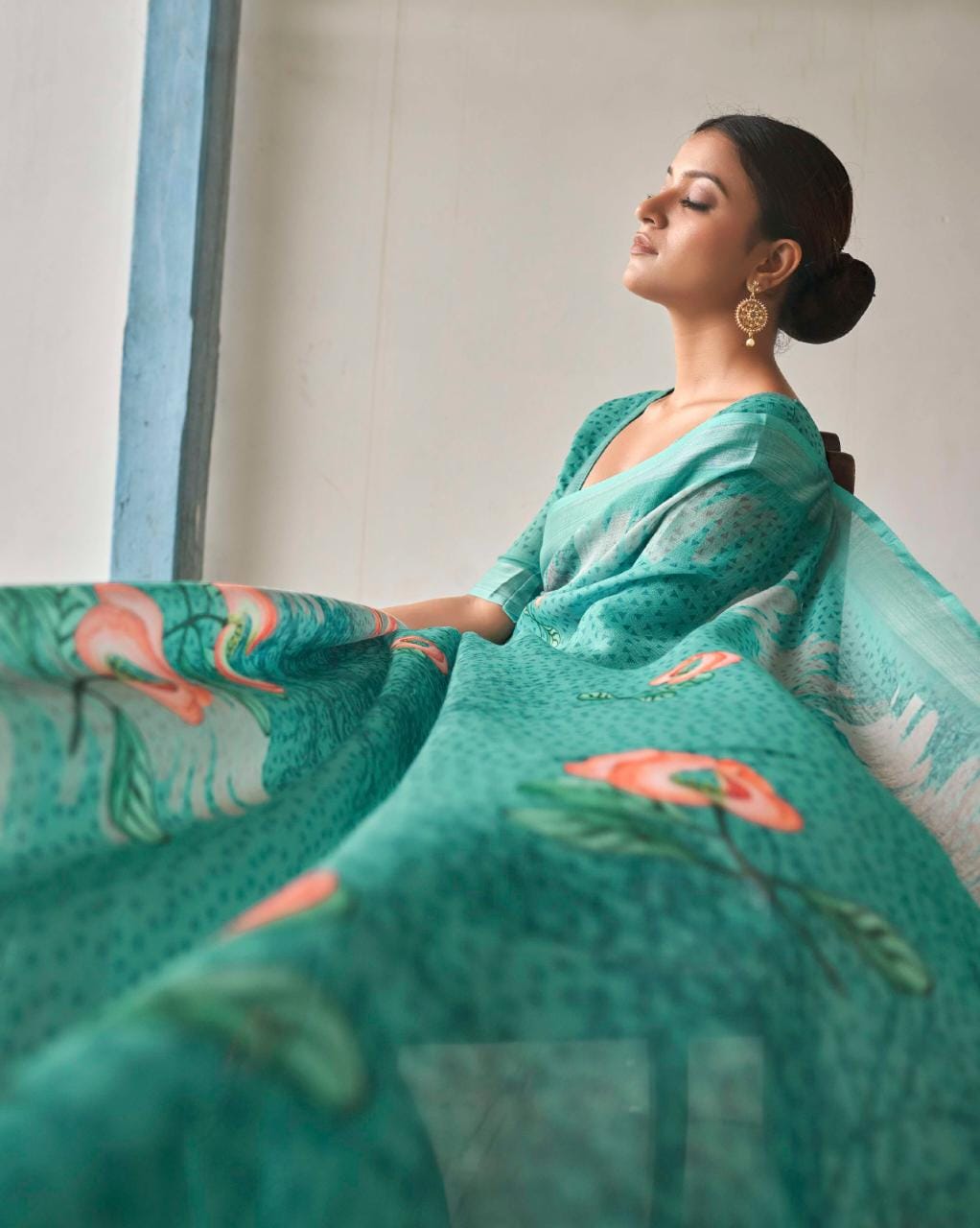 Bhumi Sarees Crafted From Soft Linen Showcase A Refined Floral Print Sarees