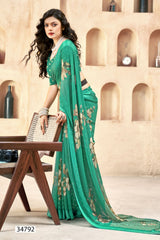 Vallabhi Prints Collection sarees feature elegant floral patterns crafted on Moss Georgette Fabric