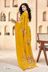 Vallabhi Prints Collection sarees feature elegant floral patterns crafted on Moss Georgette Fabric