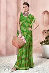 Vallabhi Prints Collection Sarees Showcase Exquisite Ethnic Prints On Moss Georgette