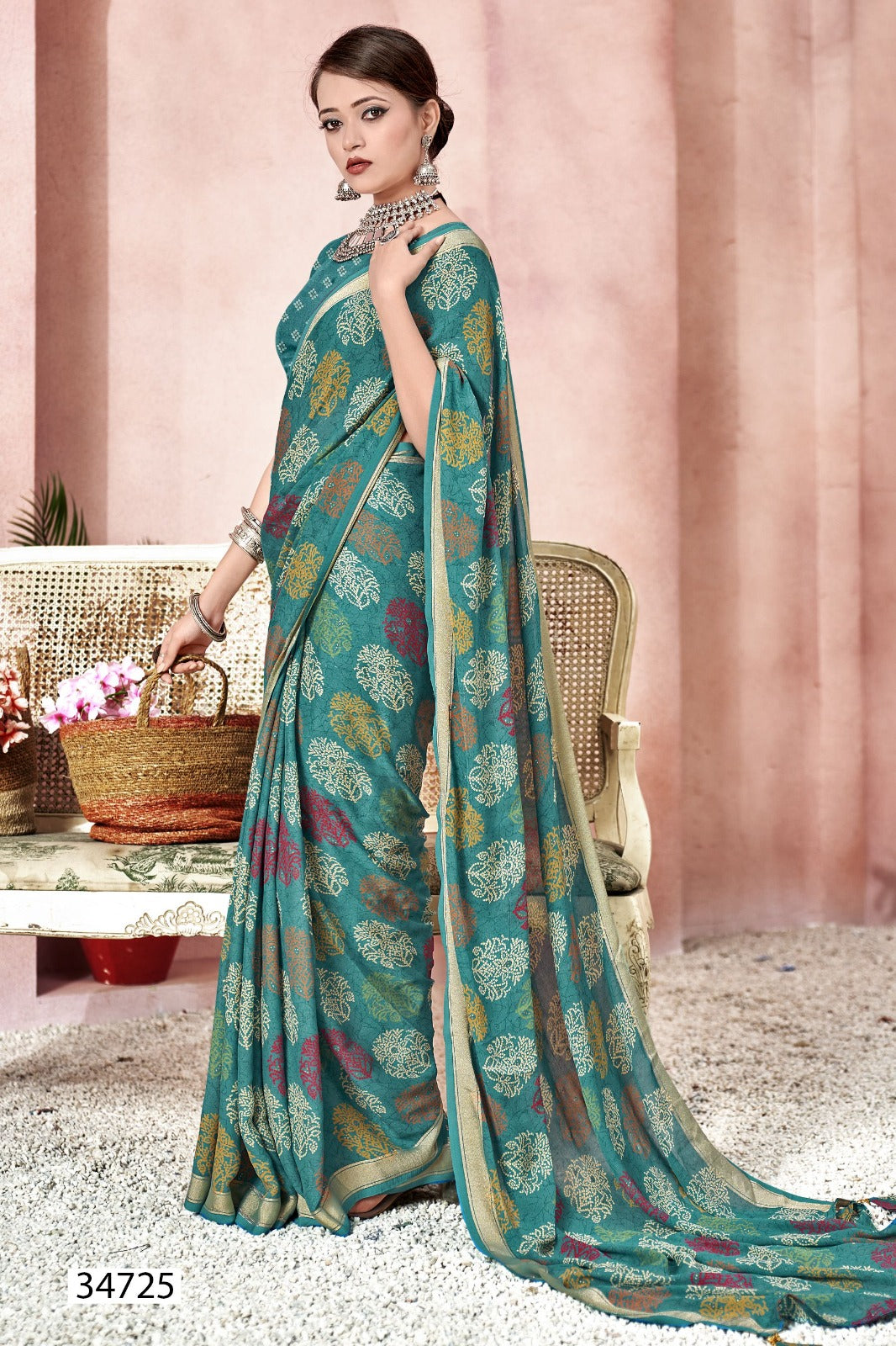 Vallabhi Prints Collection Sarees Showcase Exquisite Ethnic Prints On Moss Georgette