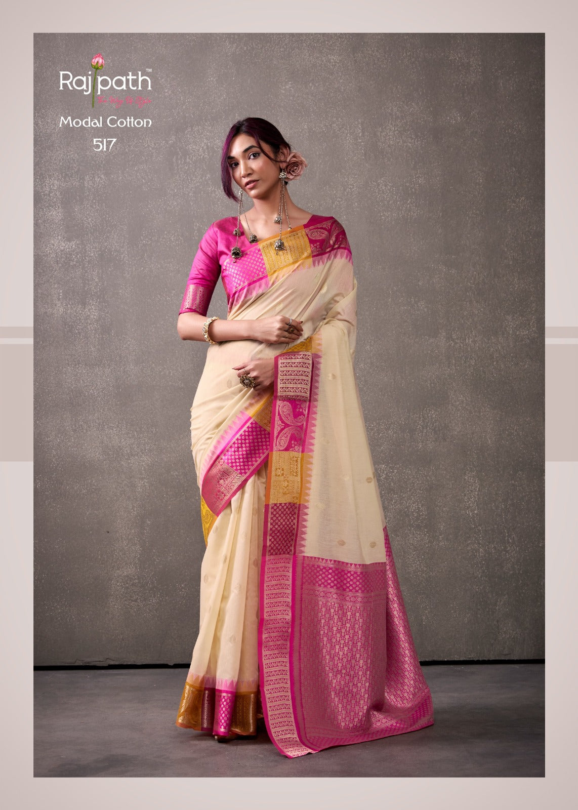 RajPath Fabric Sarees Collection Are Crafted With Breathability Cotton With Rainbow Weaving