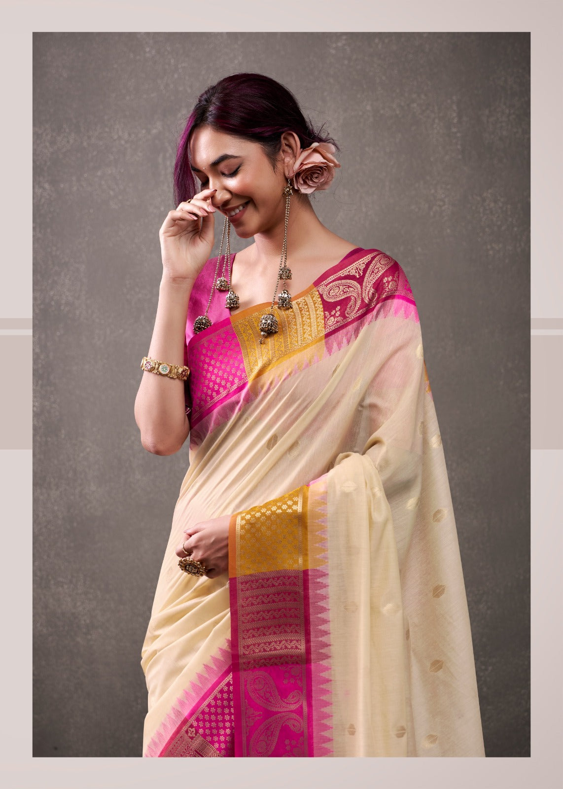 RajPath Fabric Sarees Collection Are Crafted With Breathability Cotton With Rainbow Weaving