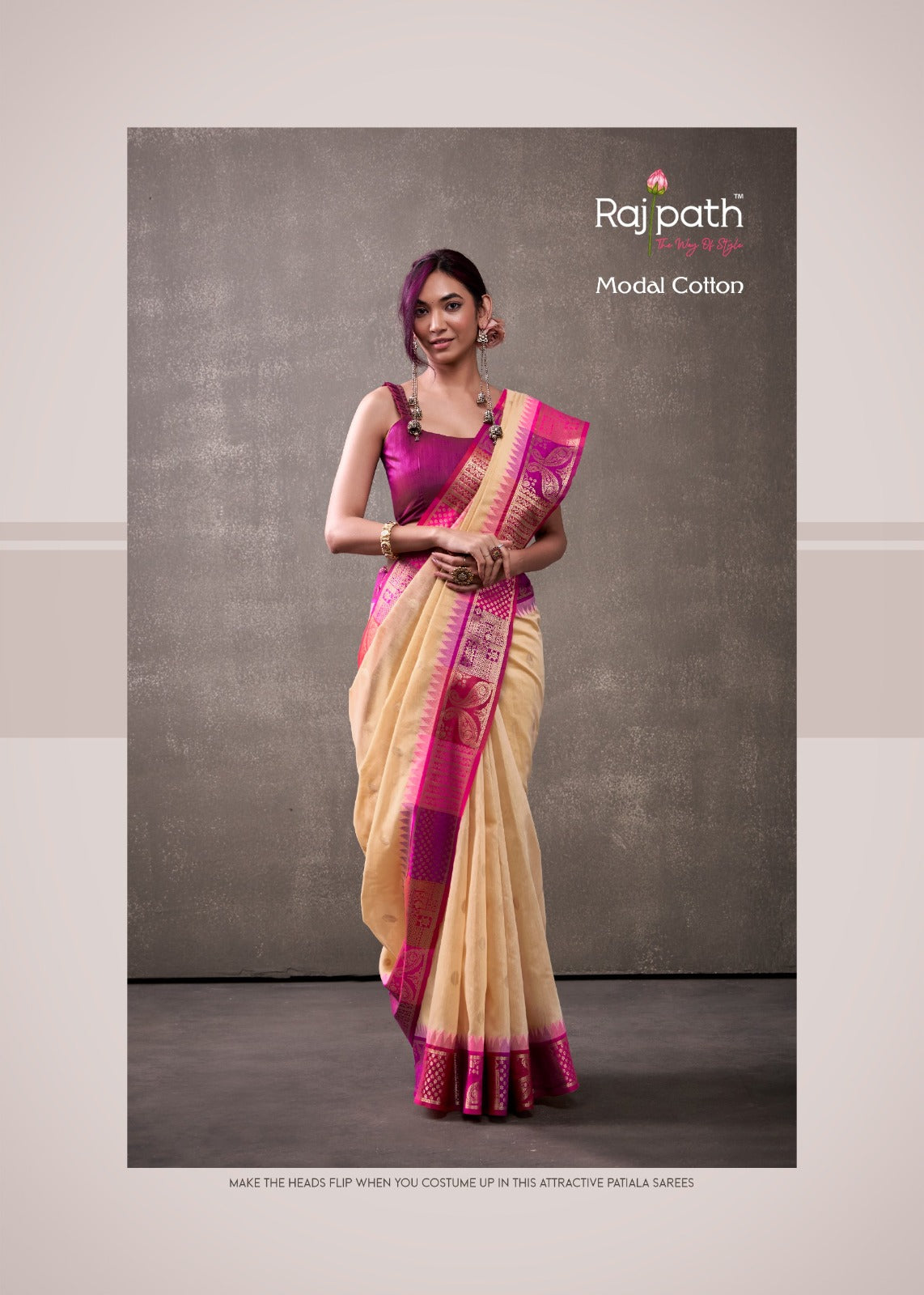 RajPath Fabric Sarees Collection Are Crafted With Breathability Cotton With Rainbow Weaving