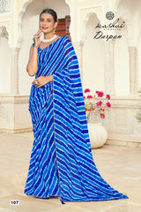 The Kashvi Creation Saree showcases a beautiful georgette fabric with traditional Lehariya patterns