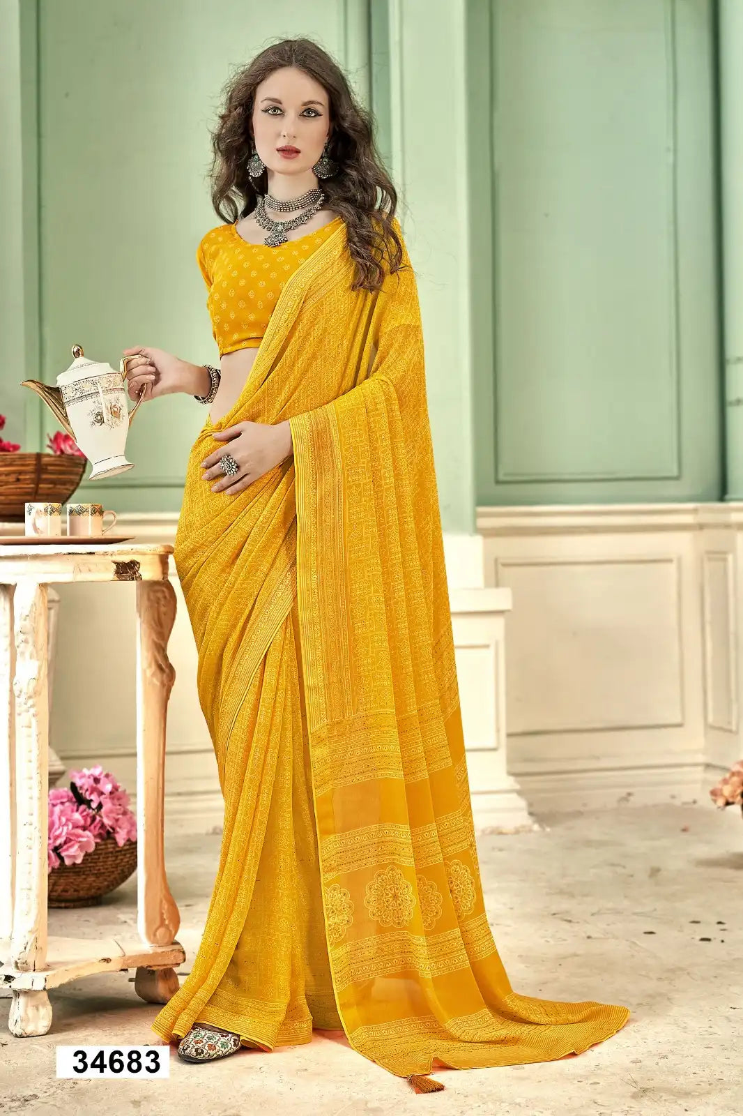 The Vallabhi Print Collection Showcases Sarees Made From Premium Moss Georgette Fabric